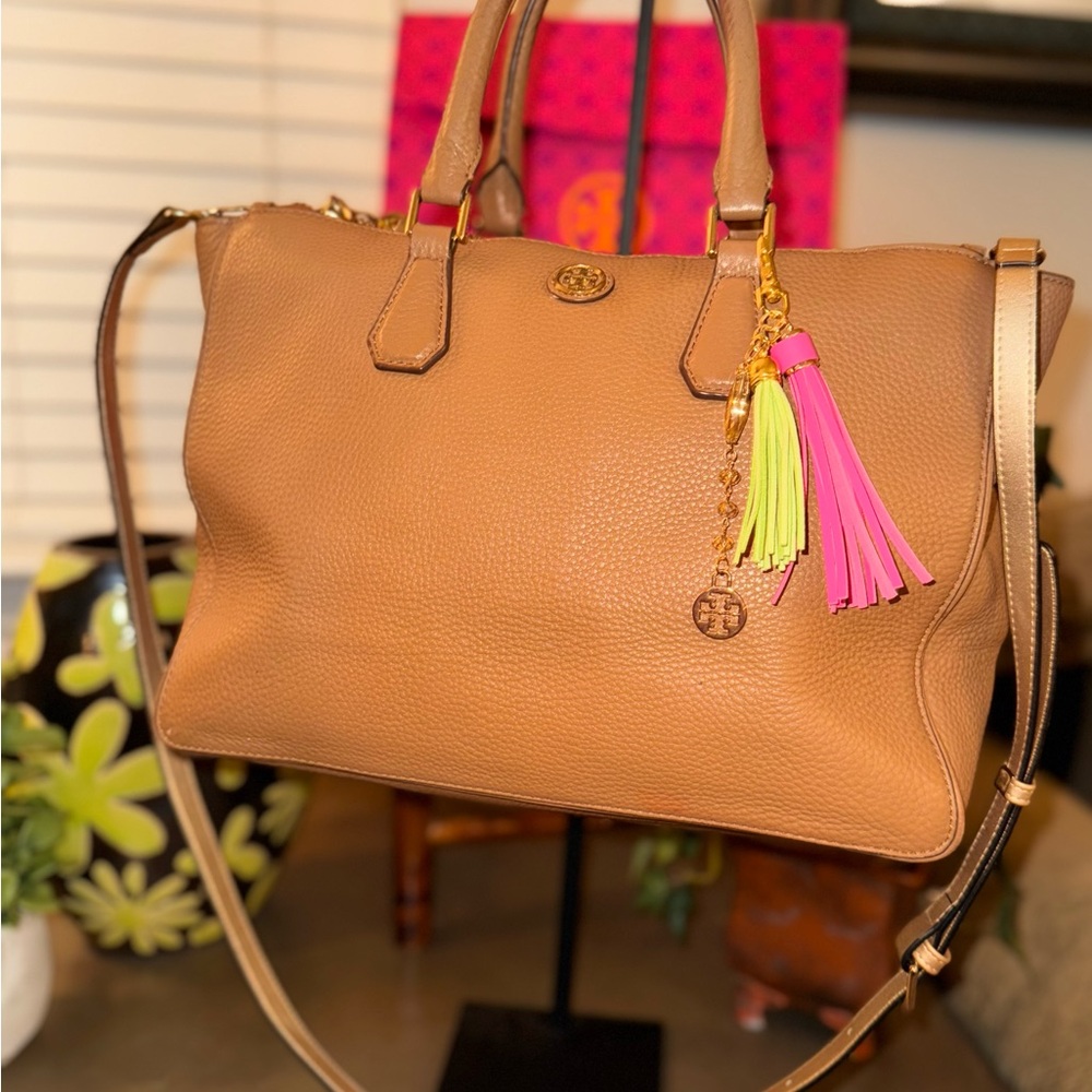 Tory Burch Tan Leather Tote Bag with Tassel ***SOLD***